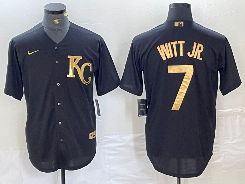 Men's Kansas City Royals Bobby Witt Jr. #7 Black Replica Player Jersey