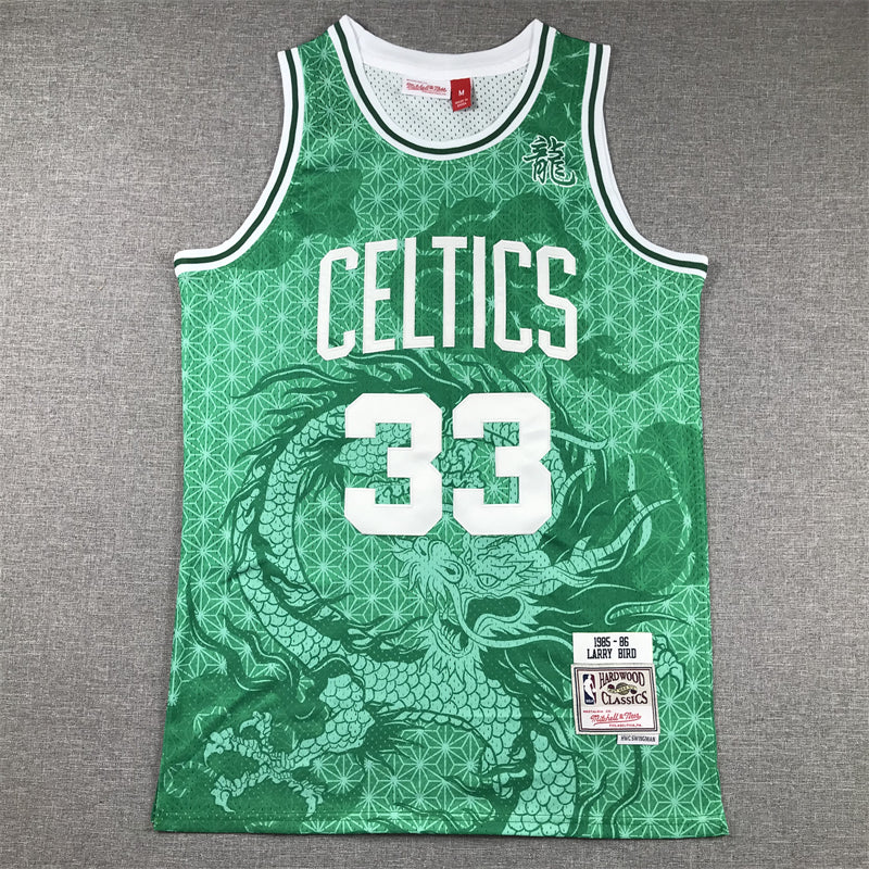 Men's Boston Celtics Larry Bird #33 Green Year of Dragon Edition Swingman Jersey