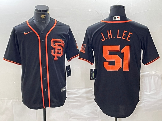 Men's San Francisco Giants Jung Hoo Lee #51 Black Replica Player Jersey