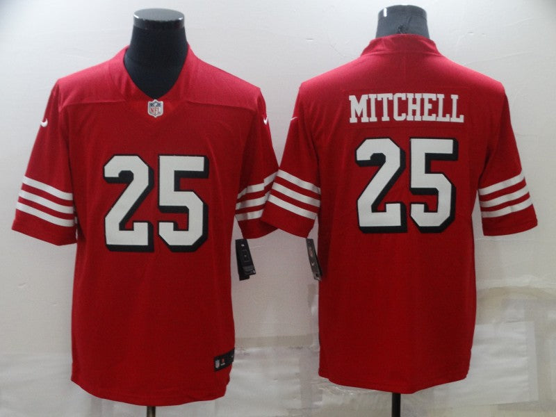 Men's San Francisco 49ers Elijah Mitchell #25 Scarlet Alternate Team Game Jersey