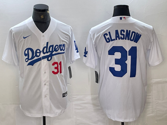 Men's Los Angeles Dodgers Tyler Glasnow #31 White Replica Game Jersey