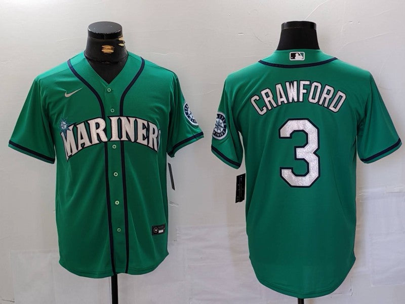 Men's Seattle Mariners JP Crawford #3 Aqua Replica Player Jersey