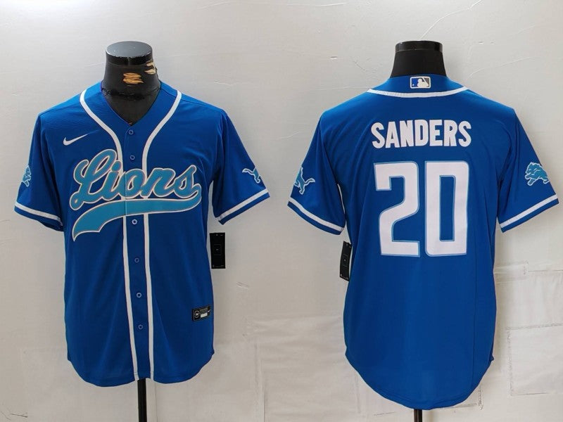 Men's Detroit Lions Barry Sanders #20 Blue Player Jersey