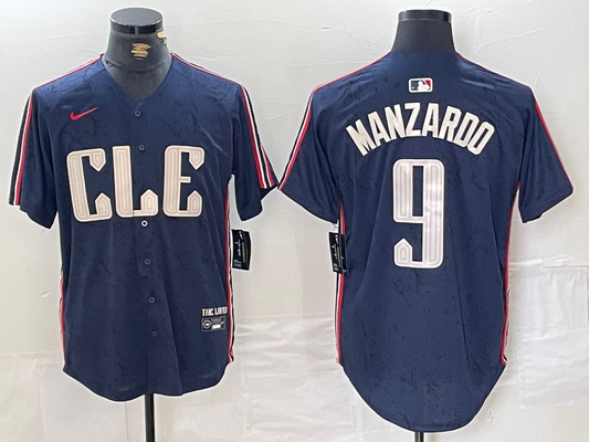 Men's Cleveland Guardians Kyle Manzardo #9 Navy 2024 City Connect Limited Jersey