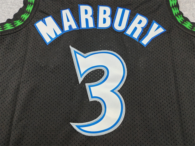 Men's Minnesota Timberwolves Stephon Marbury #3 Black 1997/98 Hardwood Classics Swingman Jersey