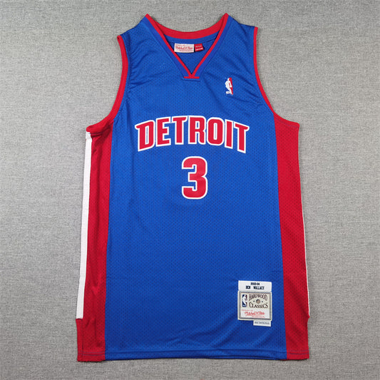 Men's Detroit Pistons Ben Wallace #3 Blue 2003/04 Hardwood Classics Swingman Jersey