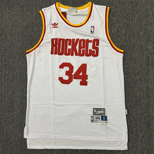 Men's Houston Rockets Hakeem Olajuwon #34 White Hardwood Classics Swingman Jersey