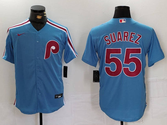 Men's Philadelphia Phillies Ranger Suarez #55 Light Blue Alternate Limited Jersey