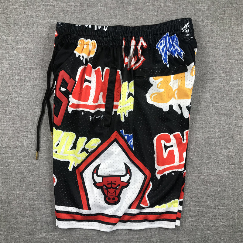 Men's Chicago Bulls Black Graffiti Edition Pocket Shorts