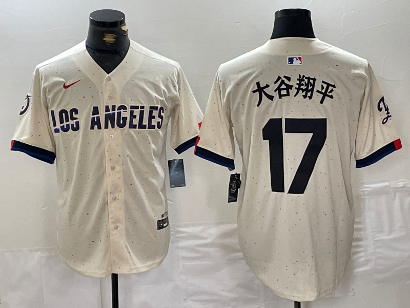 Men's Los Angeles Dodgers Shohei Ohtani #17 Cream 2024 City Connect Replica Player Jersey