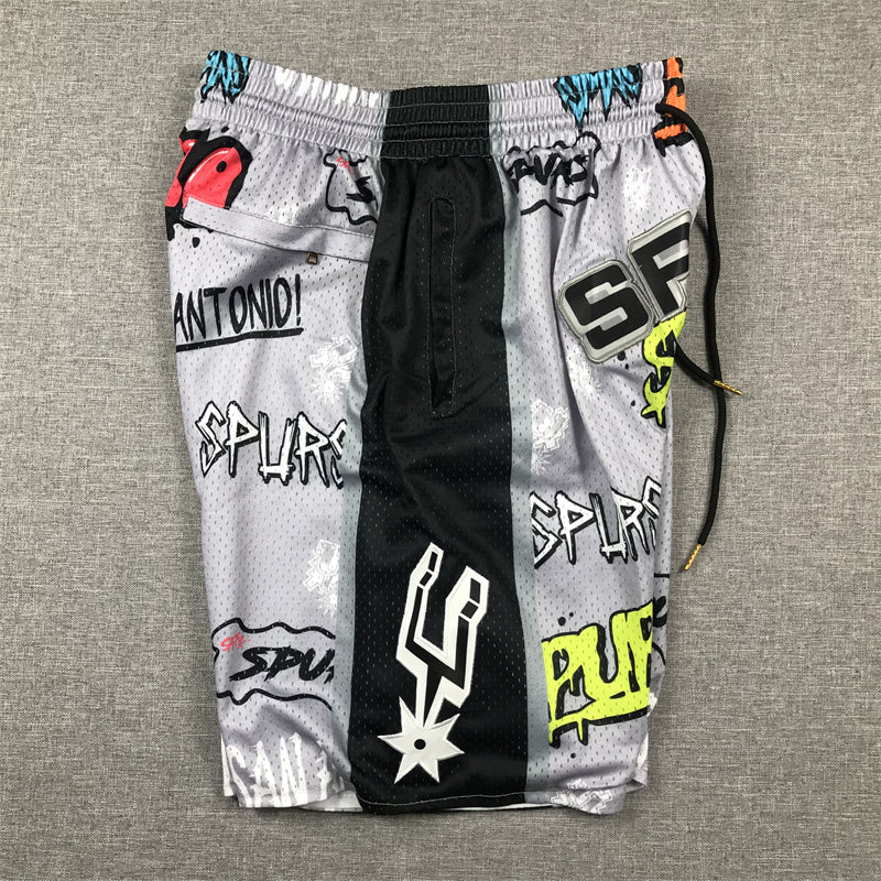 Men's San Antonio Spurs Gray Graffiti Edition Pocket Shorts