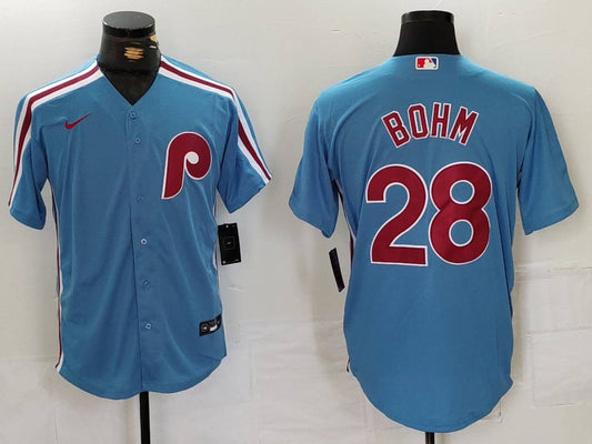 Men's Philadelphia Phillies Alec Bohm #28 Light Blue Alternate Limited Jersey