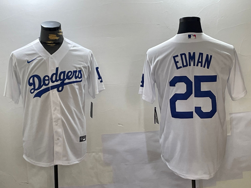 Men's Los Angeles Dodgers Tommy Edman #25 White Replica Player Jersey