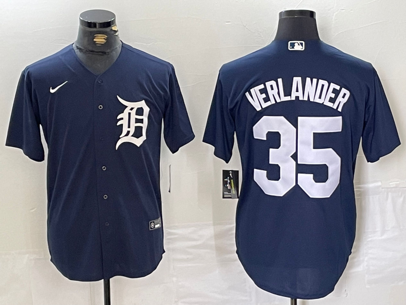 Men's Detroit Tigers Justin Verlander #35 Navy Replica Player Jersey