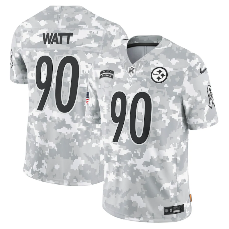 Men's Pittsburgh Steelers T.J. Watt #90 Arctic Camo 2024 Salute to Service Limited Jersey