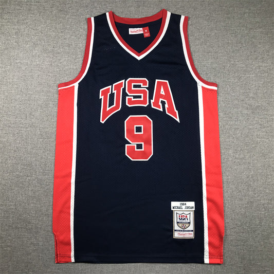 Men's Michael Jordan #9 Navy USA Dream Team Olympics Jersey