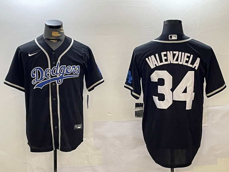 Men's Los Angeles Dodgers Fernando Valenzuela Black Replica Player Jersey