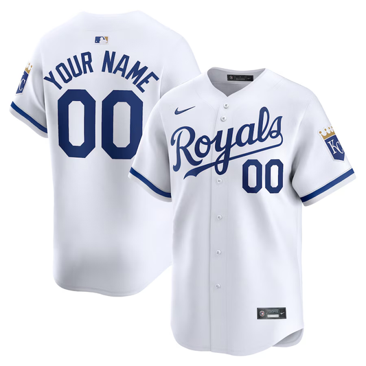 Men's Kansas City Royals White Home Limited Custom Jersey