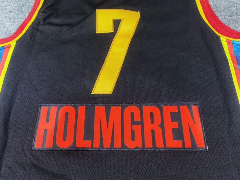 Men's Oklahoma City Thunder Chet Holmgren #7 Black 2024/25 Swingman Player Jersey - City Edition