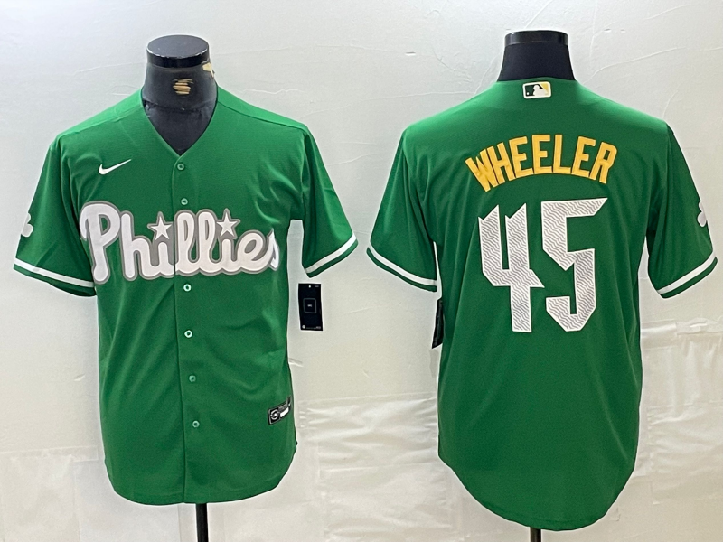 Men's Philadelphia Phillies Zack Wheeler #45 Green Replica Player Jersey