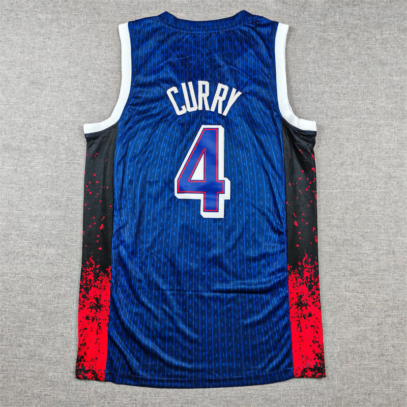 Men's 2024 USA Dream Team Stephen Curry #4 Navy Authentic Player Jersey