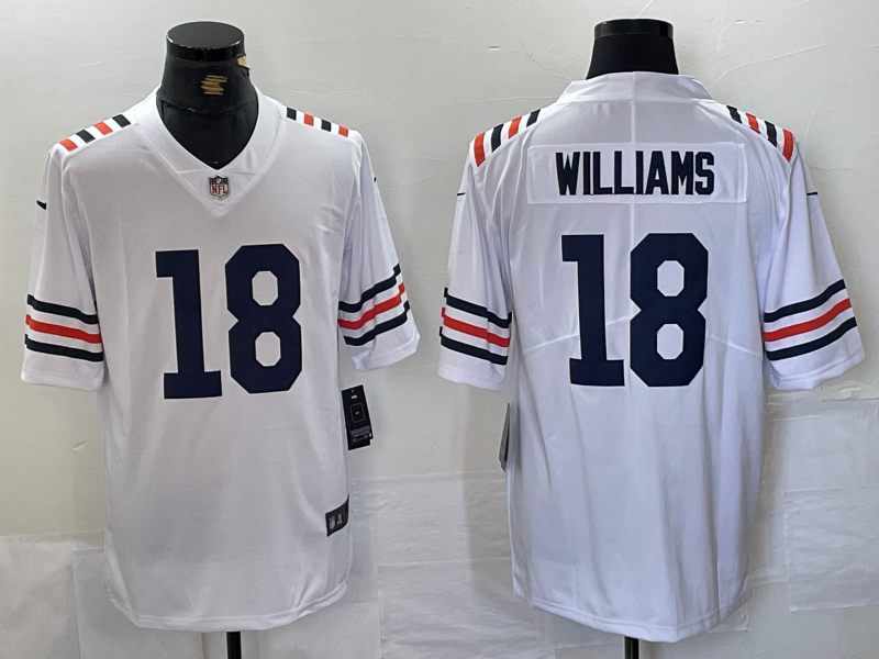 Men's Chicago Bears Caleb Williams #18 White 2024 NFL Draft 2nd Alternate Game Player Jersey