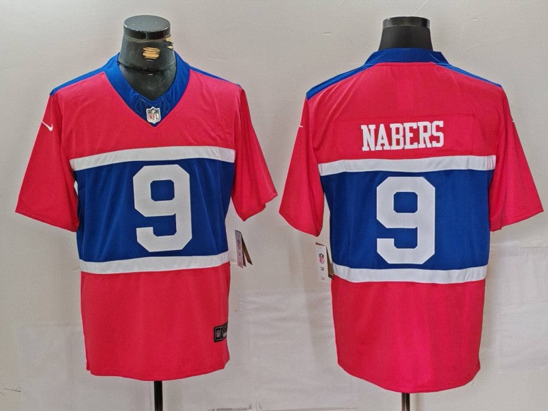 Men's New York Giants Malik Nabers #9 Century Red Alternate Player Game Jersey