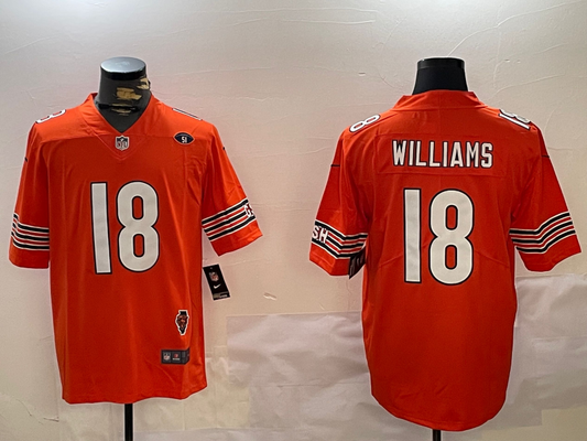 Men's Chicago Bears Caleb Williams #18 Orange Fashion Game Jersey