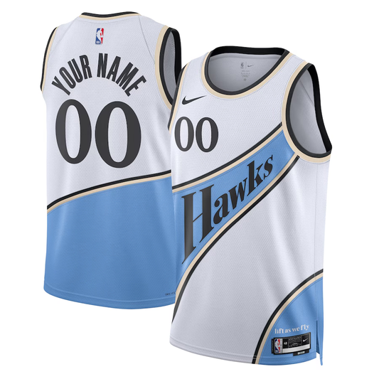 Men's Atlanta Hawks White 2024/25 Custom Swingman Jersey - City Edition