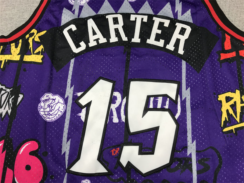 Men's Toronto Raptors Vince Carter #15 Purple Swingman Player Jersey - Graffiti Edition