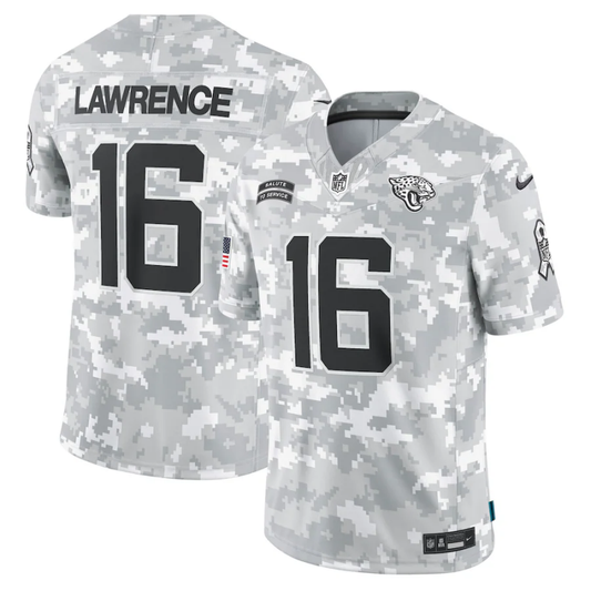 Men's Jacksonville Jaguars Trevor Lawrence #16 Arctic Camo 2024 Salute to Service Limited Jersey