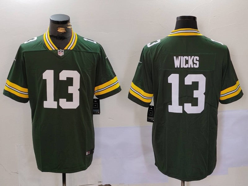 Men's Green Bay Packers Dontayvion Wicks #13 Green Game Jersey