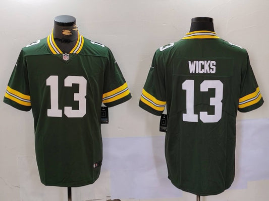 Men's Green Bay Packers Dontayvion Wicks #13 Green Game Jersey