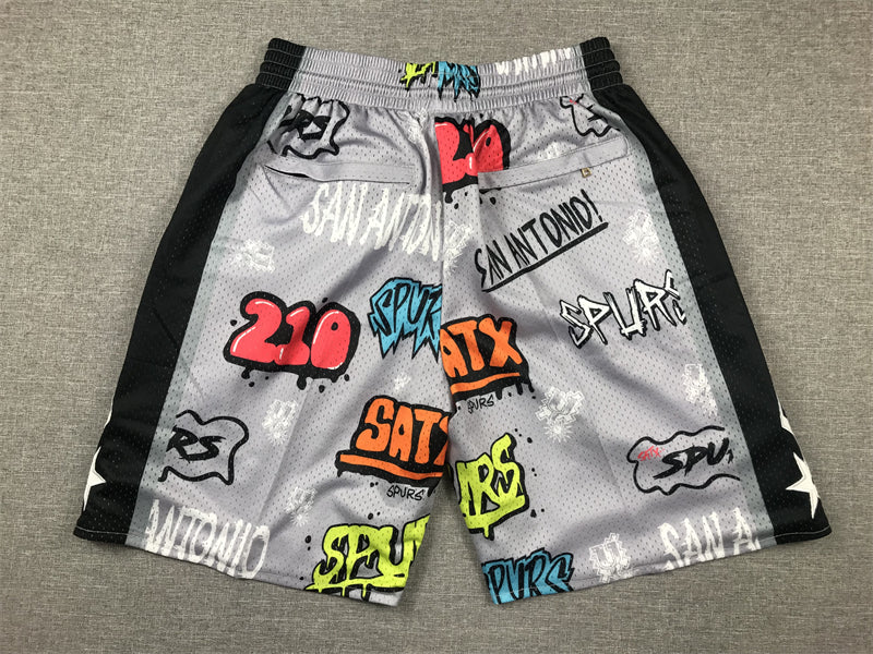 Men's San Antonio Spurs Gray Graffiti Edition Pocket Shorts