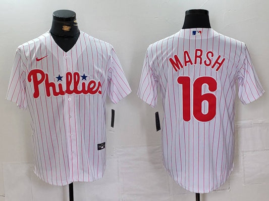 Men's Philadelphia Phillies Brandon Marsh #16 White Replica Player Jersey