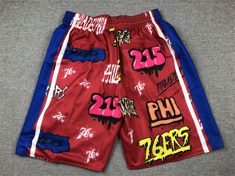 Men's Philadelphia 76ers Red Graffiti Edition Pocket Shorts