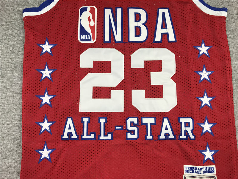 Men's 89 All Star Chicago Bulls Michael Jordan Red Hardwood Classics Swingman Jersey