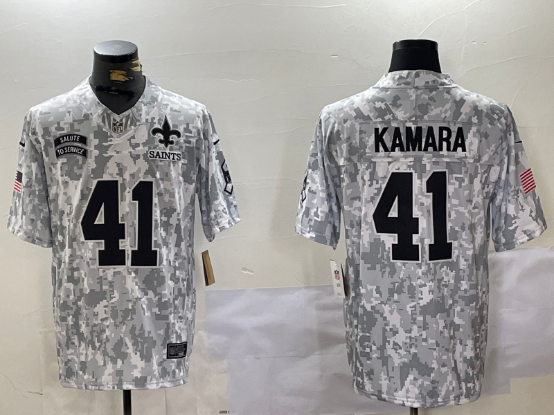 Men's New Orleans Saints Alvin Kamara #41 Arctic Camo 2024 Salute to Service Limited Jersey