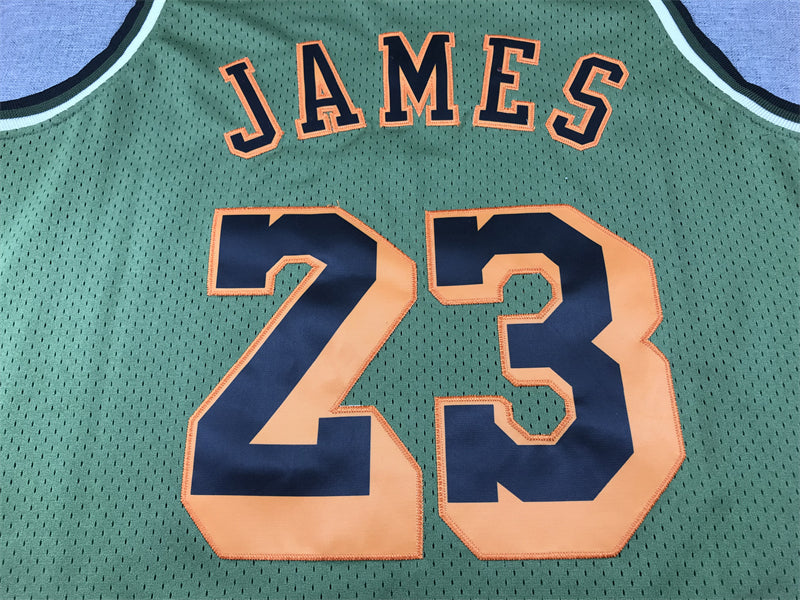 Men's Los Angeles Lakers LeBron James #23 Army Green 2018-19 Hardwood Classics Swingman Jersey