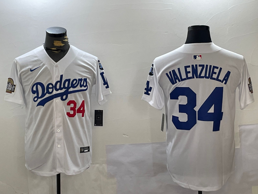 Men's Los Angeles Dodgers Fernando Valenzuela White Player Game Jersey