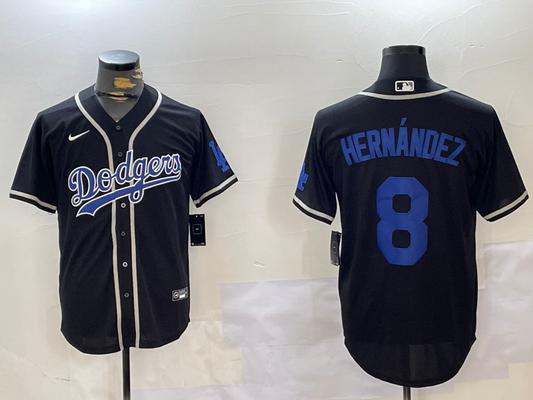 Men's Los Angeles Dodgers Enrique Hernandez #8 Black Replica Game Jersey