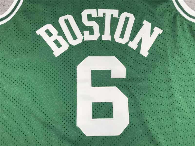 Men's Boston Celtics Bill Russell #6 Kelly Green Hardwood Classics Authentic Jersey