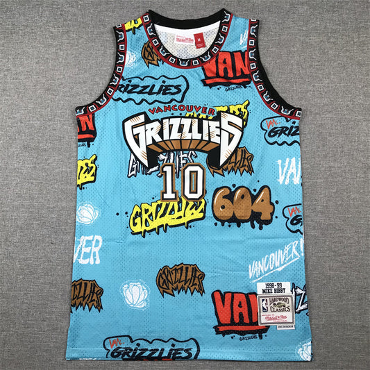 Men's Memphis Grizzlies Mike Bibby #10 Blue Swingman Player Jersey - Graffiti Edition