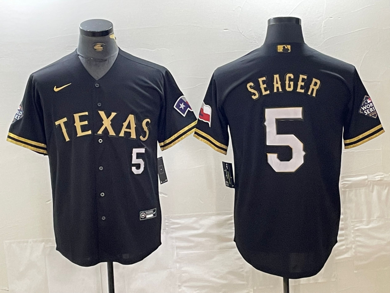 Men's Texas Rangers Corey Seager #5 Black Replica Game Jersey