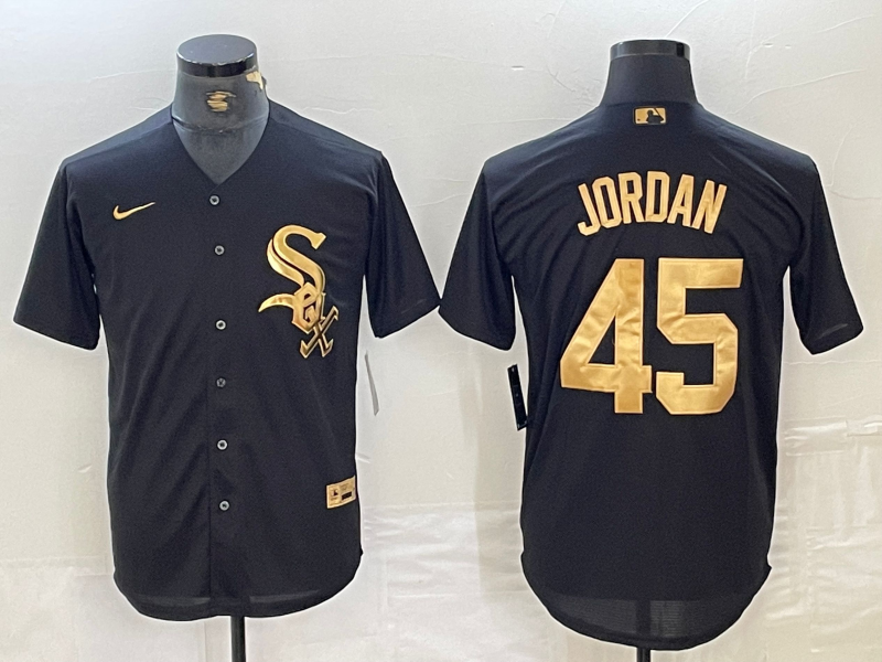 Men's Chicago White Sox Michael Jordan #45 Black Replica Team Jersey