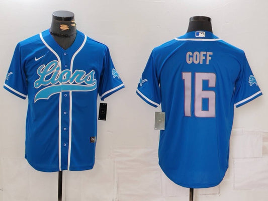 Men's Detroit Lions Jared Goff #16 Blue Player Jersey