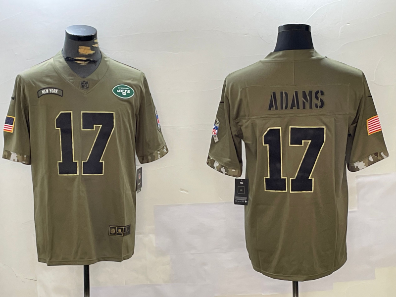 Men's New York Jets Davante Adams #17 Olive Salute To Service Game Jersey