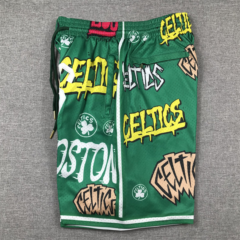 Men's Boston Celtics Green Graffiti Edition Pocket Shorts