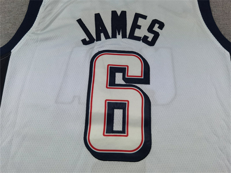 Men's 2024 USA Dream Team LeBron James #6 White Authentic Player Jersey