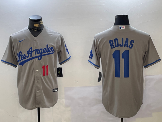 Men's Los Angeles Dodgers Miguel Rojas #11 Gray Replica Player Jersey